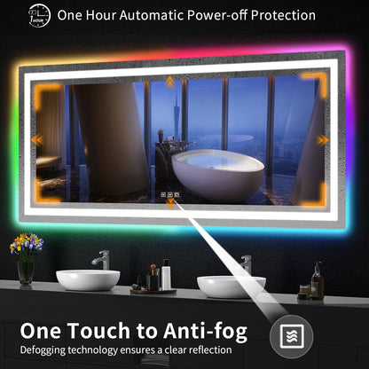 Specchio da bagno antiappannamento retroilluminato RGB e frontale a LED