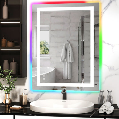 Specchio da bagno antiappannamento retroilluminato RGB e frontale a LED