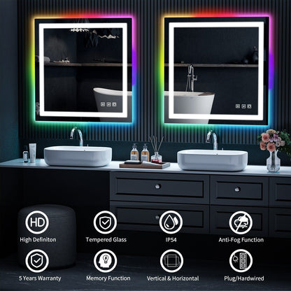 Specchio da bagno antiappannamento retroilluminato RGB e frontale a LED