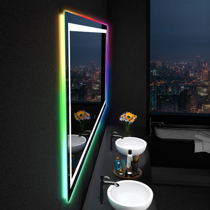 Specchio da bagno antiappannamento retroilluminato RGB e frontale a LED