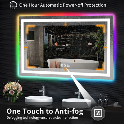 Specchio da bagno antiappannamento retroilluminato RGB e frontale a LED
