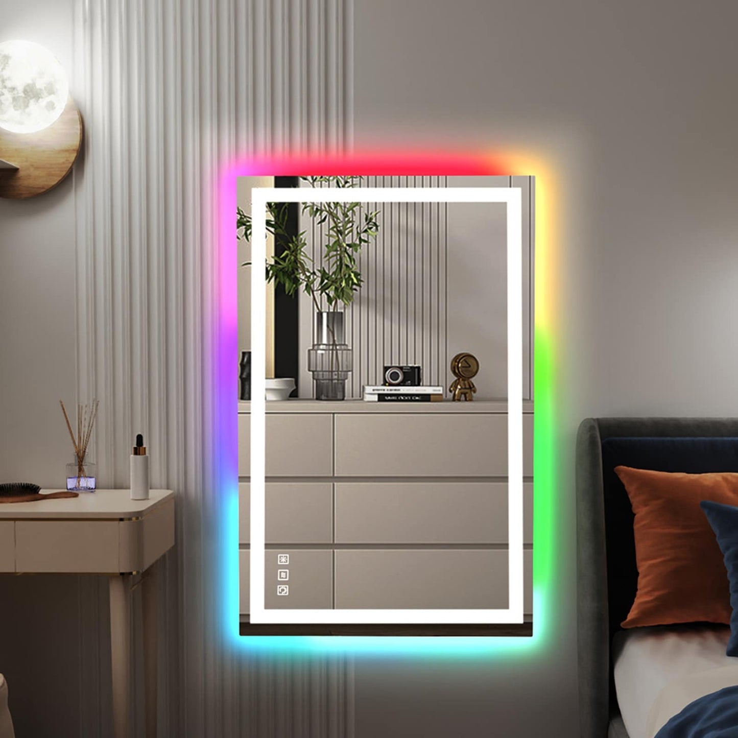 Specchio da bagno antiappannamento retroilluminato RGB e frontale a LED