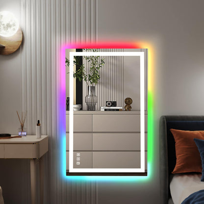 Specchio da bagno antiappannamento retroilluminato RGB e frontale a LED
