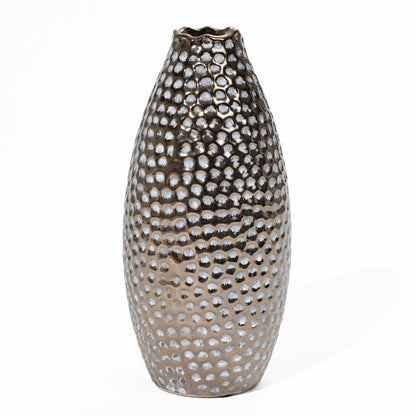 Vaso alto in terracotta antica con fossette color oro (singolo)