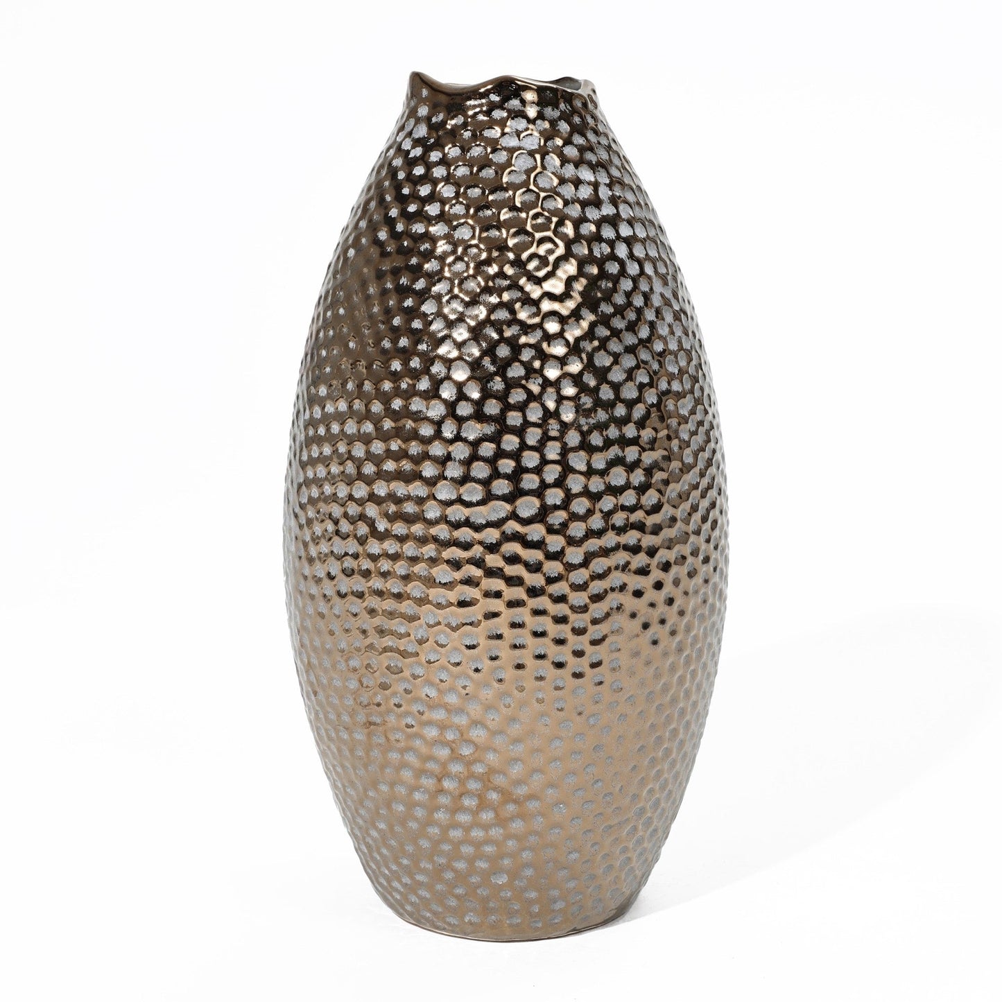 Vaso alto in terracotta antica con fossette color oro (singolo)