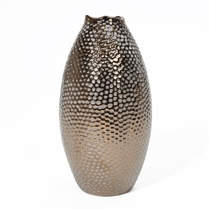 Vaso alto in terracotta antica con fossette color oro (singolo)