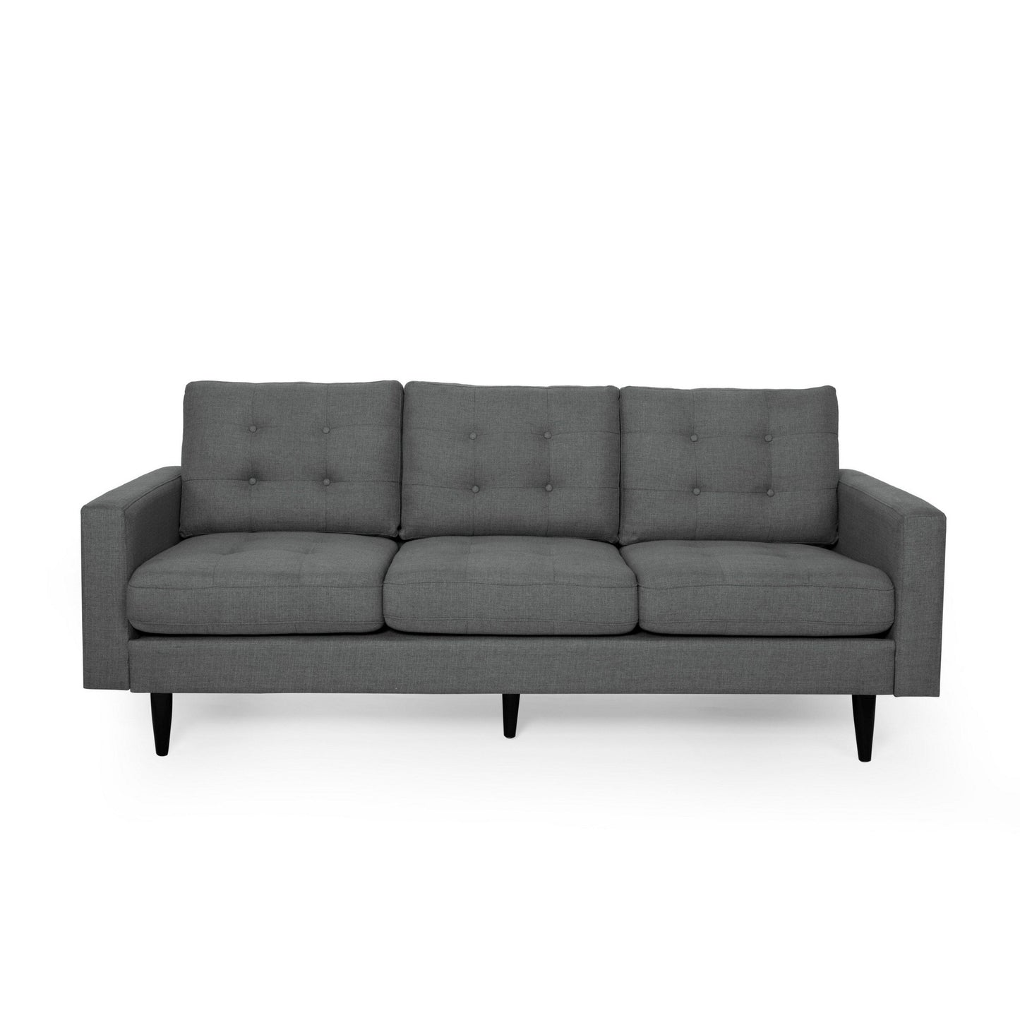 Divano Apex, 3 posti, 83 pollici, capitonné classico, tessuto grigio scuro