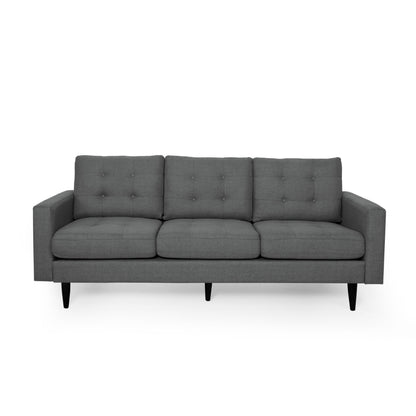 Divano Apex, 3 posti, 83 pollici, capitonné classico, tessuto grigio scuro