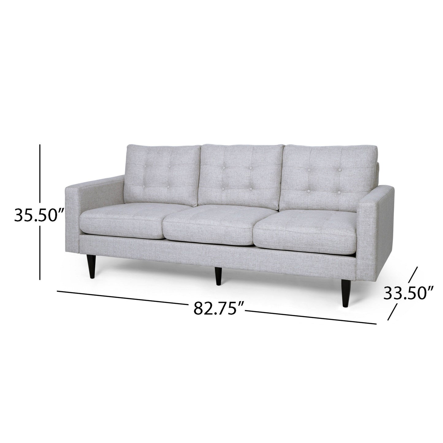 Divano Apex, 3 posti, 83 pollici, moderno, capitonné, tessuto beige