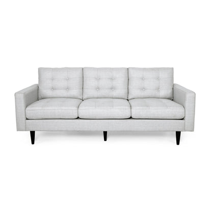 Divano Apex, 3 posti, 83 pollici, moderno, capitonné, tessuto grigio chiaro