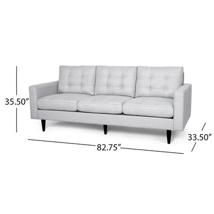 Divano Apex, 3 posti, 83 pollici, moderno, capitonné, tessuto grigio chiaro