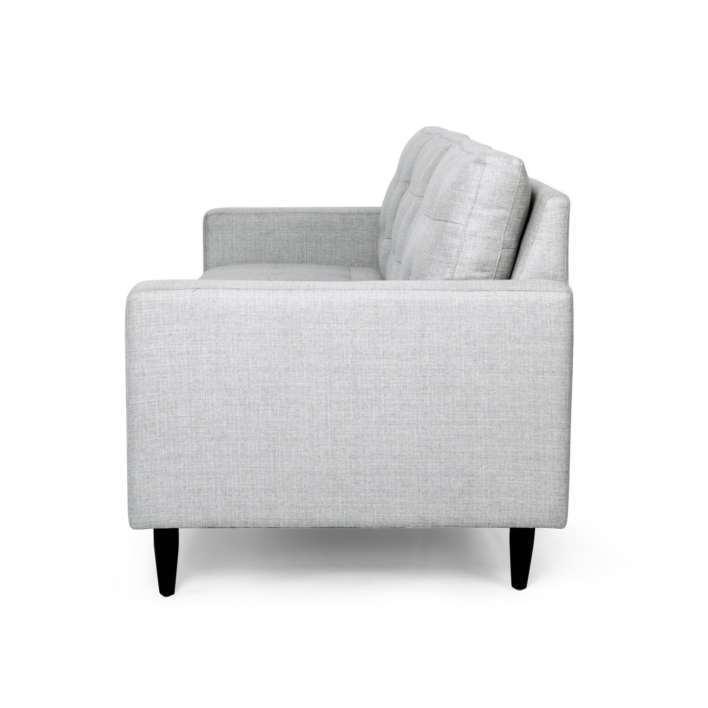 Divano Apex, 3 posti, 83 pollici, moderno, capitonné, tessuto grigio chiaro