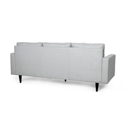Divano Apex, 3 posti, 83 pollici, moderno, capitonné, tessuto grigio chiaro