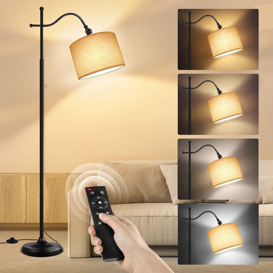 Lampada da terra ad arco con telecomando, lampada da terra retrò 67 con 4 temperature di colore, lampade alte in metallo per soggiorno, camera da letto - N/D