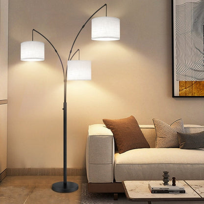 Lampada da terra ad arco LED dimmerabile moderna nera a 3 luci