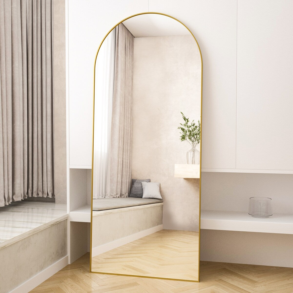 Specchio da terra a figura intera ad arco, specchio da parete a figura intera