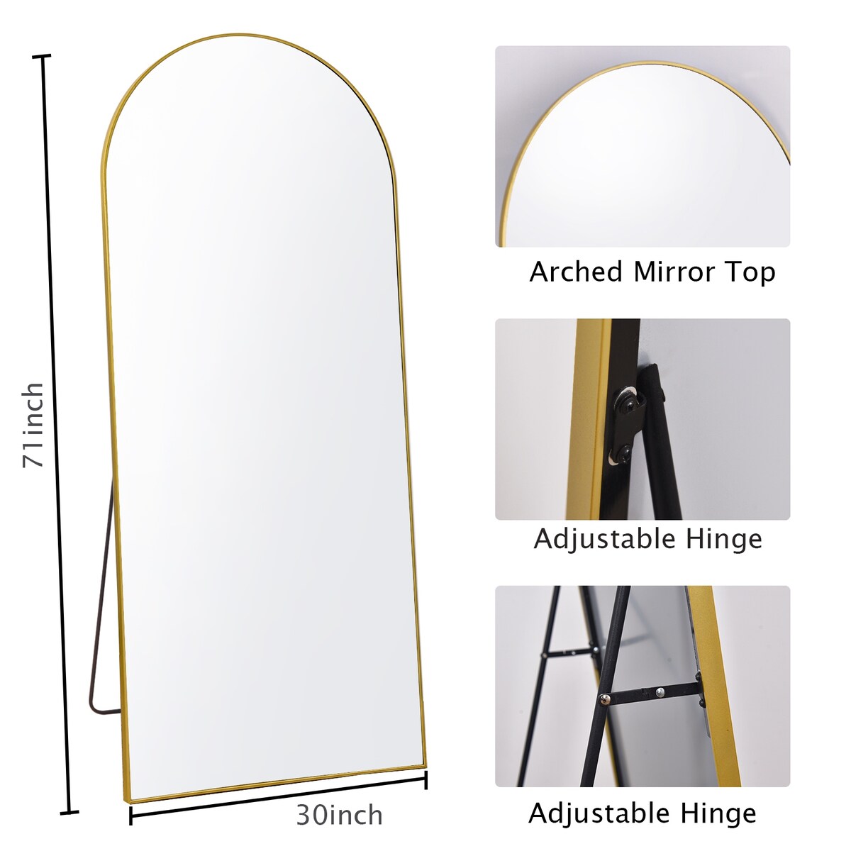Specchio da terra a figura intera ad arco, specchio da parete a figura intera
