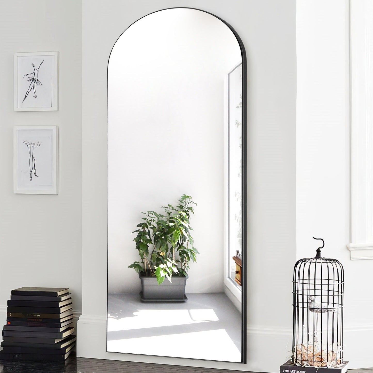 Specchio ad arco moderno a figura intera