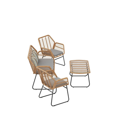 Set da conversazione per patio in vimini da esterno Arden da 4 pezzi con cuscini