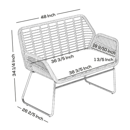 Set da conversazione per patio in vimini da esterno Arden da 4 pezzi con cuscini