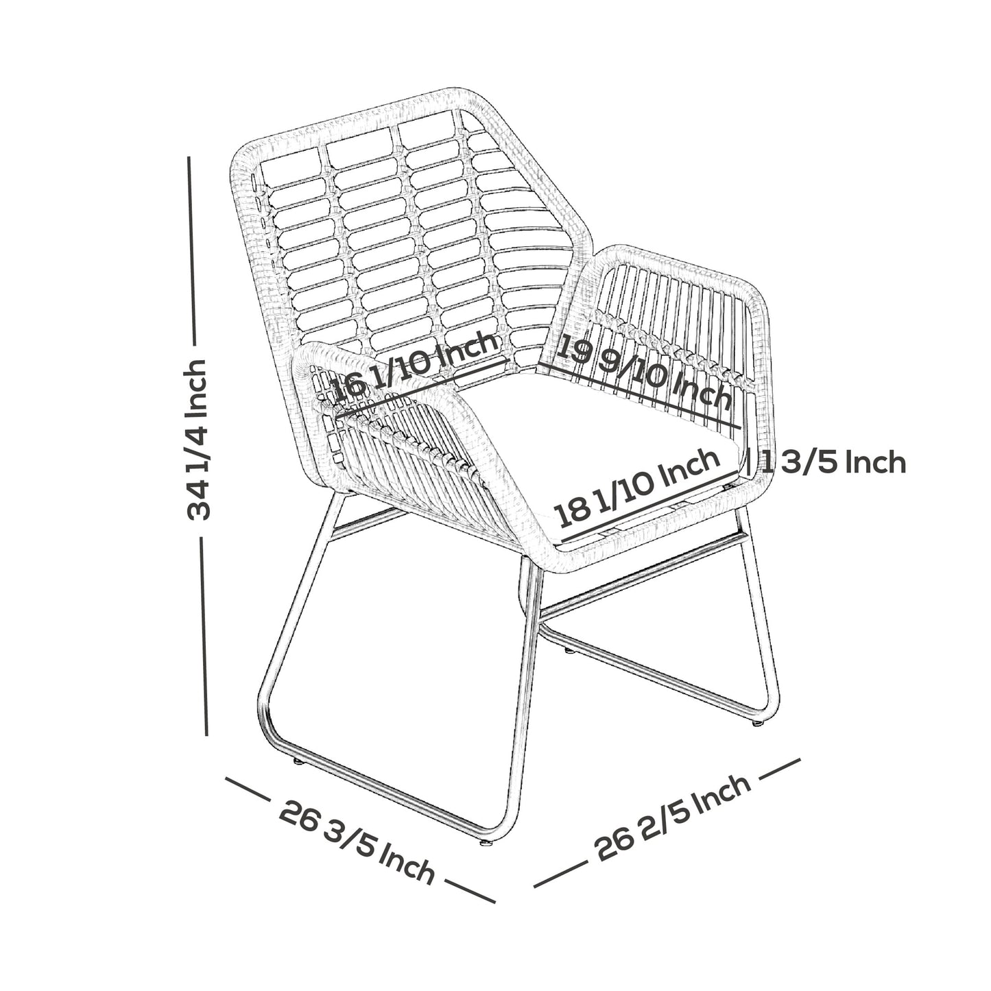 Set da conversazione per patio in vimini da esterno Arden da 4 pezzi con cuscini