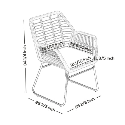 Set da conversazione per patio in vimini da esterno Arden da 4 pezzi con cuscini