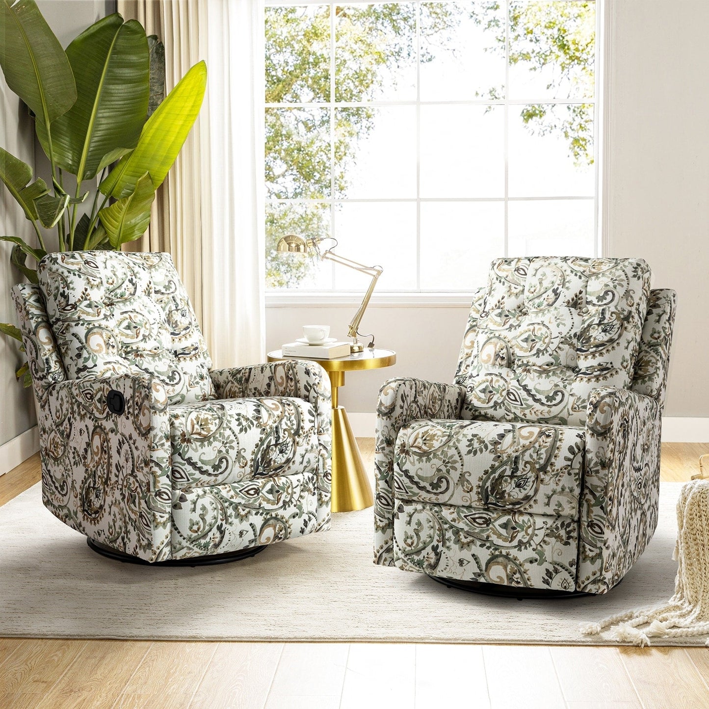Poltrona reclinabile manuale Arlette Floral con schienale imbottito, set da 2