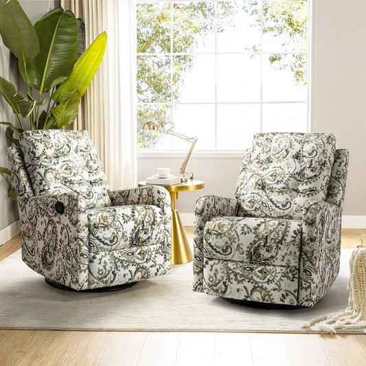 Poltrona reclinabile manuale Arlette Floral con schienale imbottito, set da 2