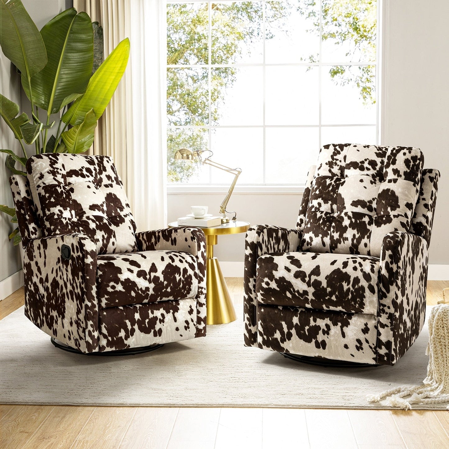 Poltrona reclinabile manuale Arlette Floral con schienale imbottito, set da 2