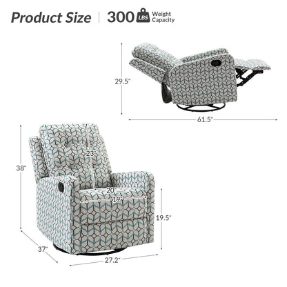 Poltrona reclinabile manuale Arlette Floral con schienale imbottito, set da 2