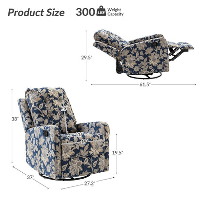 Poltrona reclinabile manuale Arlette Floral con schienale imbottito, set da 2
