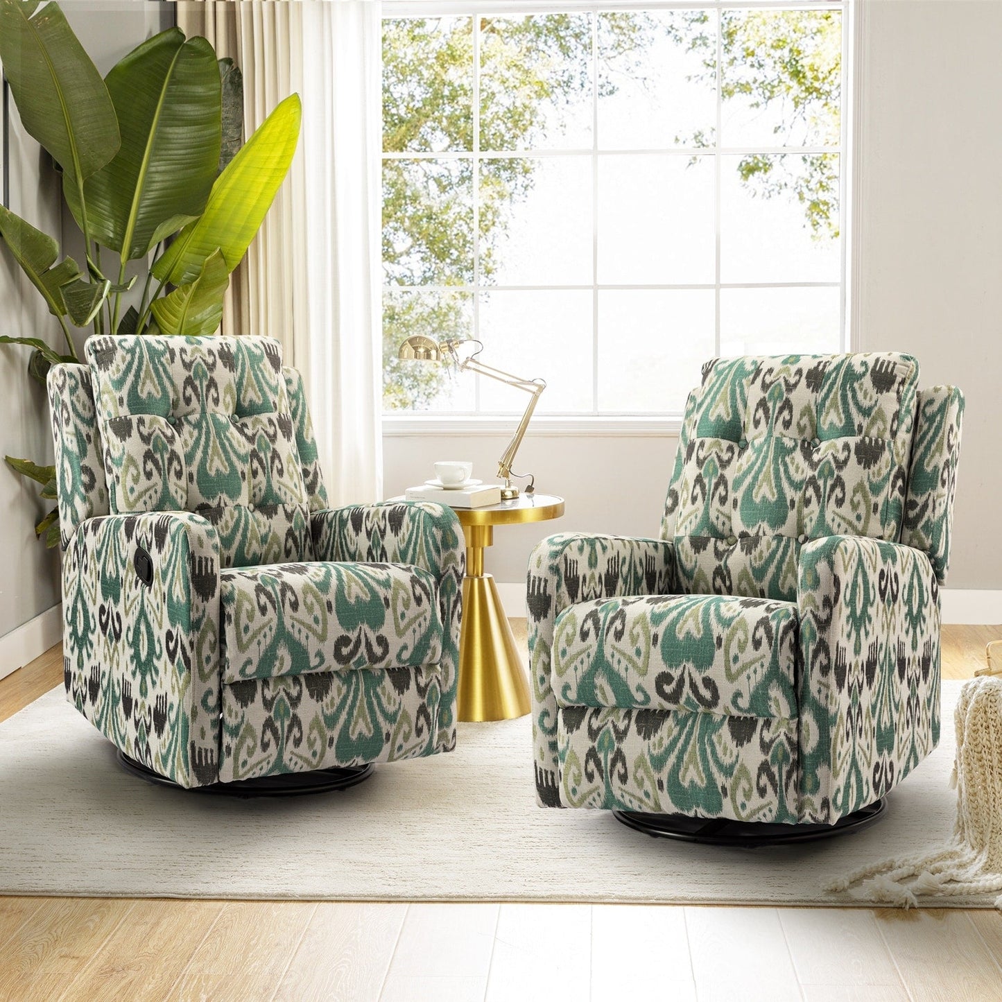 Poltrona reclinabile manuale Arlette Floral con schienale imbottito, set da 2