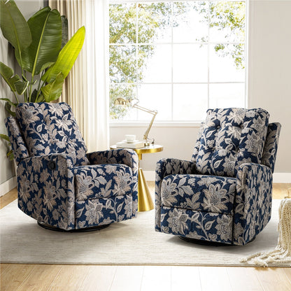 Poltrona reclinabile manuale Arlette Floral con schienale imbottito, set da 2