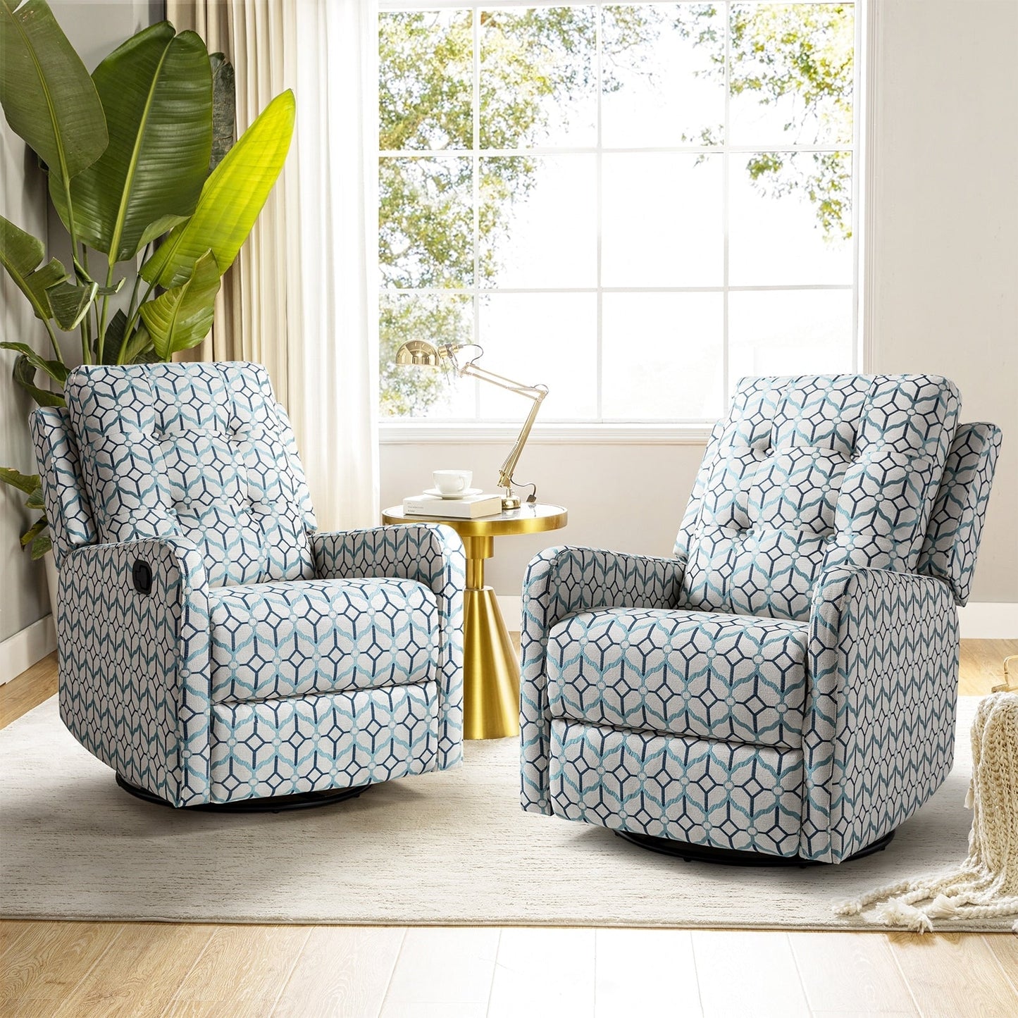 Poltrona reclinabile manuale Arlette Floral con schienale imbottito, set da 2