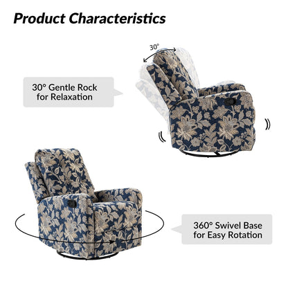 Poltrona reclinabile manuale Arlette Floral con schienale imbottito, set da 2