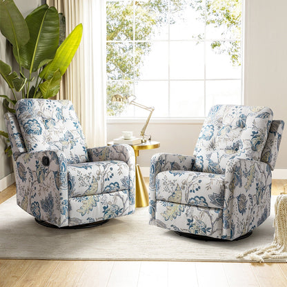 Poltrona reclinabile manuale Arlette Floral con schienale imbottito, set da 2