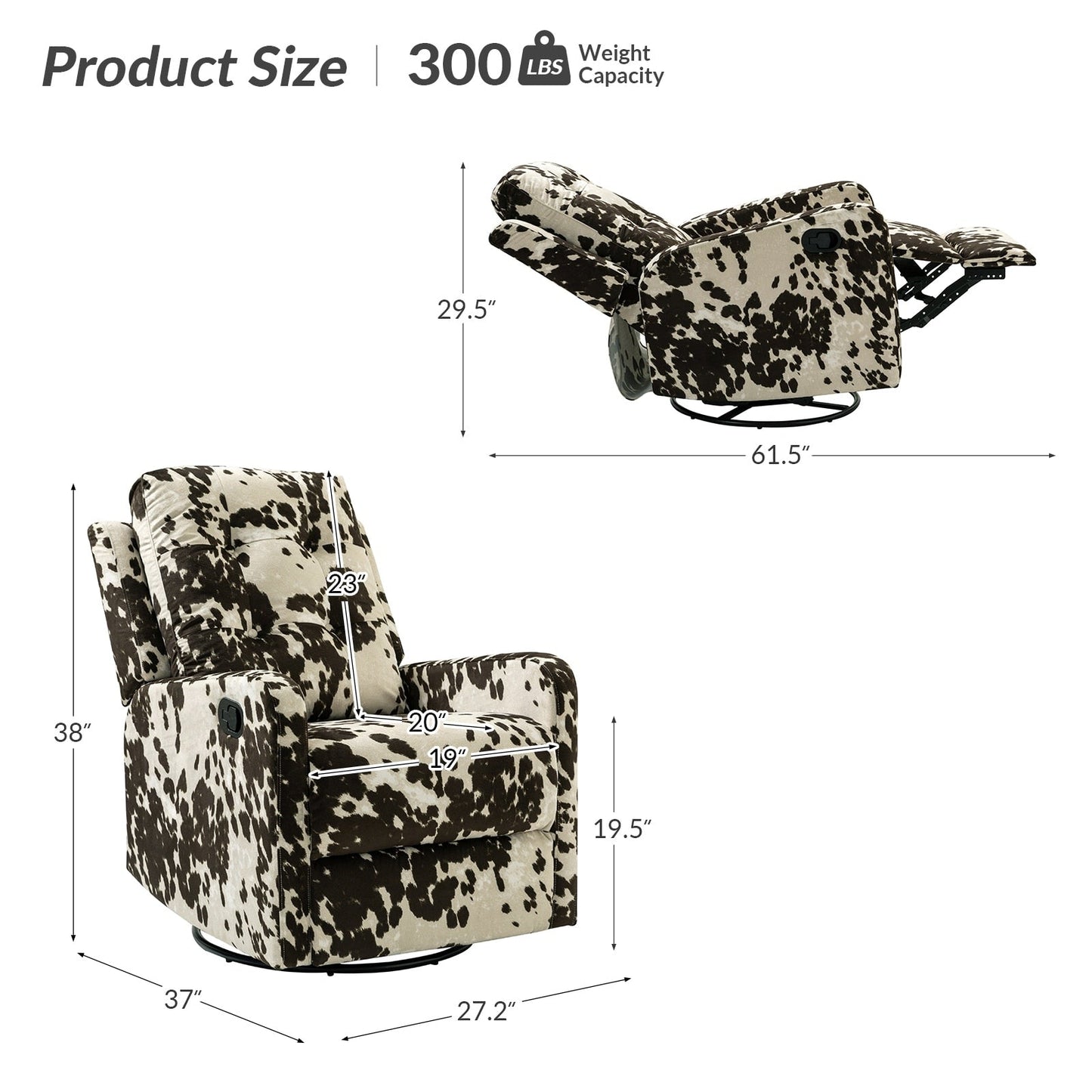 Poltrona reclinabile manuale girevole contemporanea Arlette Floral con schienale imbottito