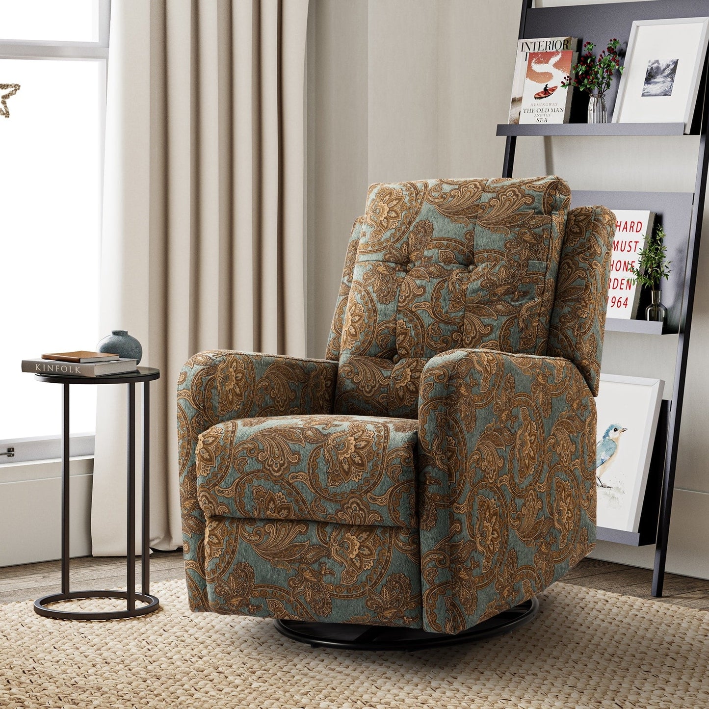 Poltrona reclinabile manuale girevole contemporanea Arlette Floral con schienale imbottito