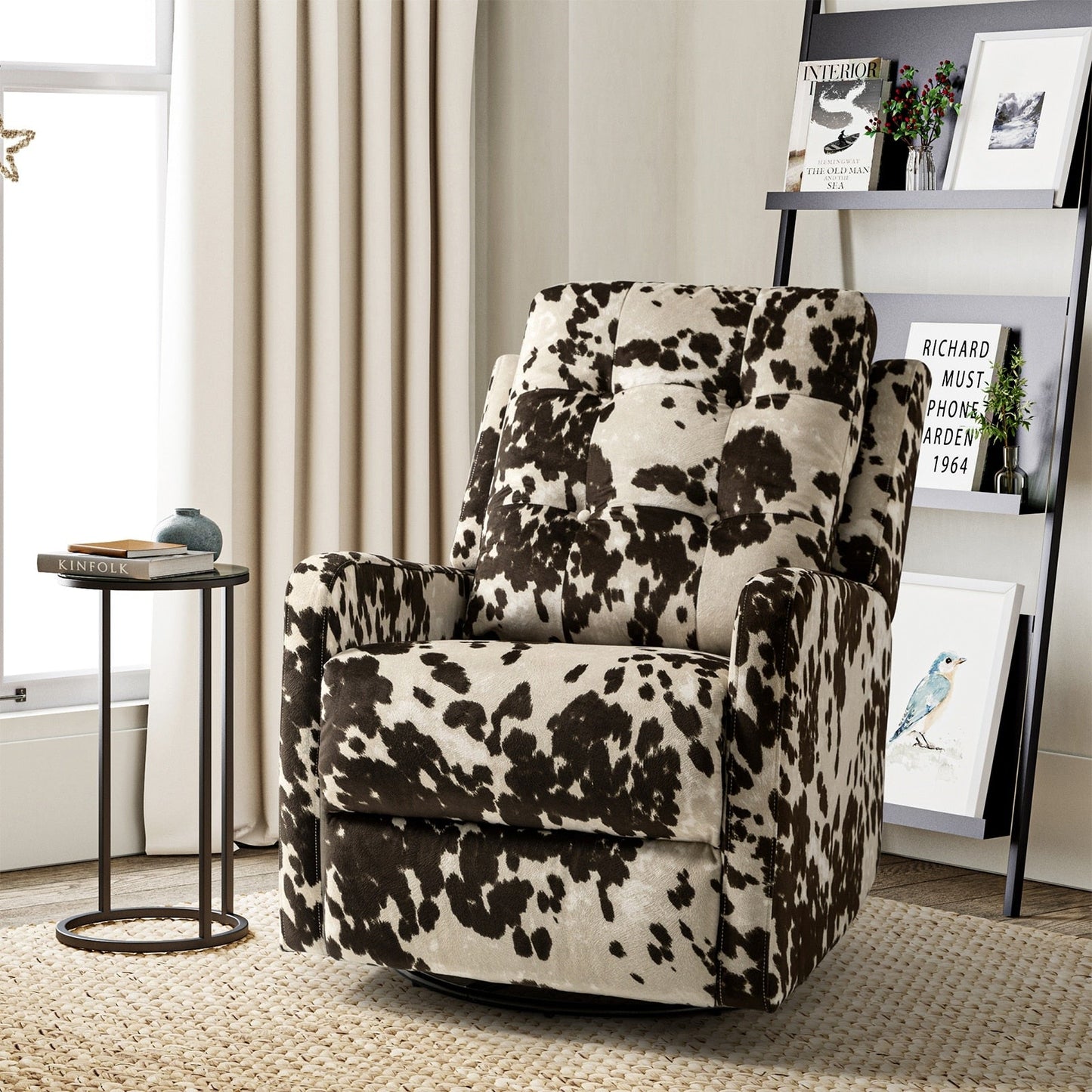 Poltrona reclinabile manuale girevole contemporanea Arlette Floral con schienale imbottito