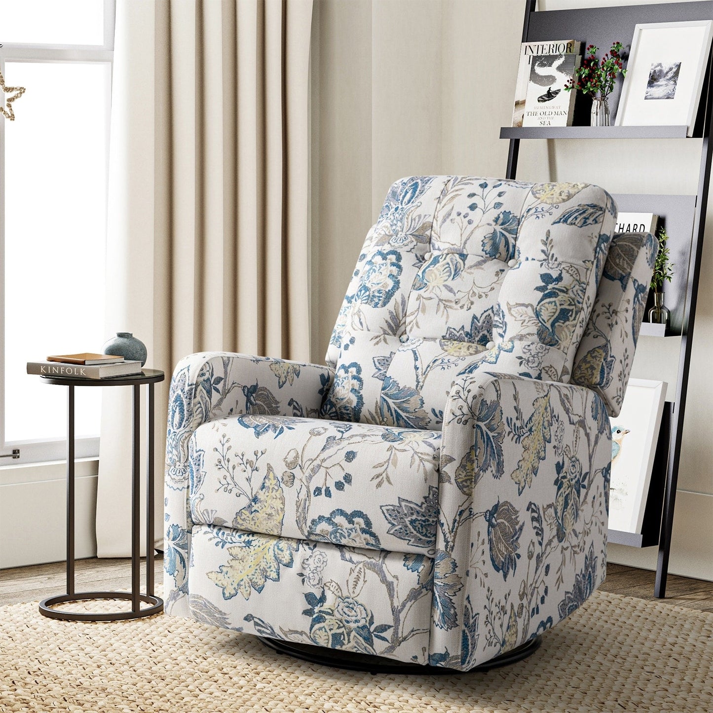 Poltrona reclinabile manuale girevole contemporanea Arlette Floral con schienale imbottito