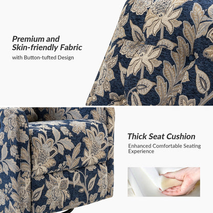 Poltrona reclinabile manuale girevole contemporanea Arlette Floral con schienale imbottito