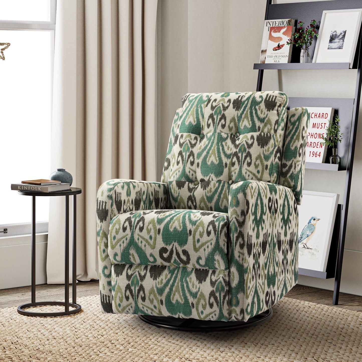 Poltrona reclinabile manuale girevole contemporanea Arlette Floral con schienale imbottito