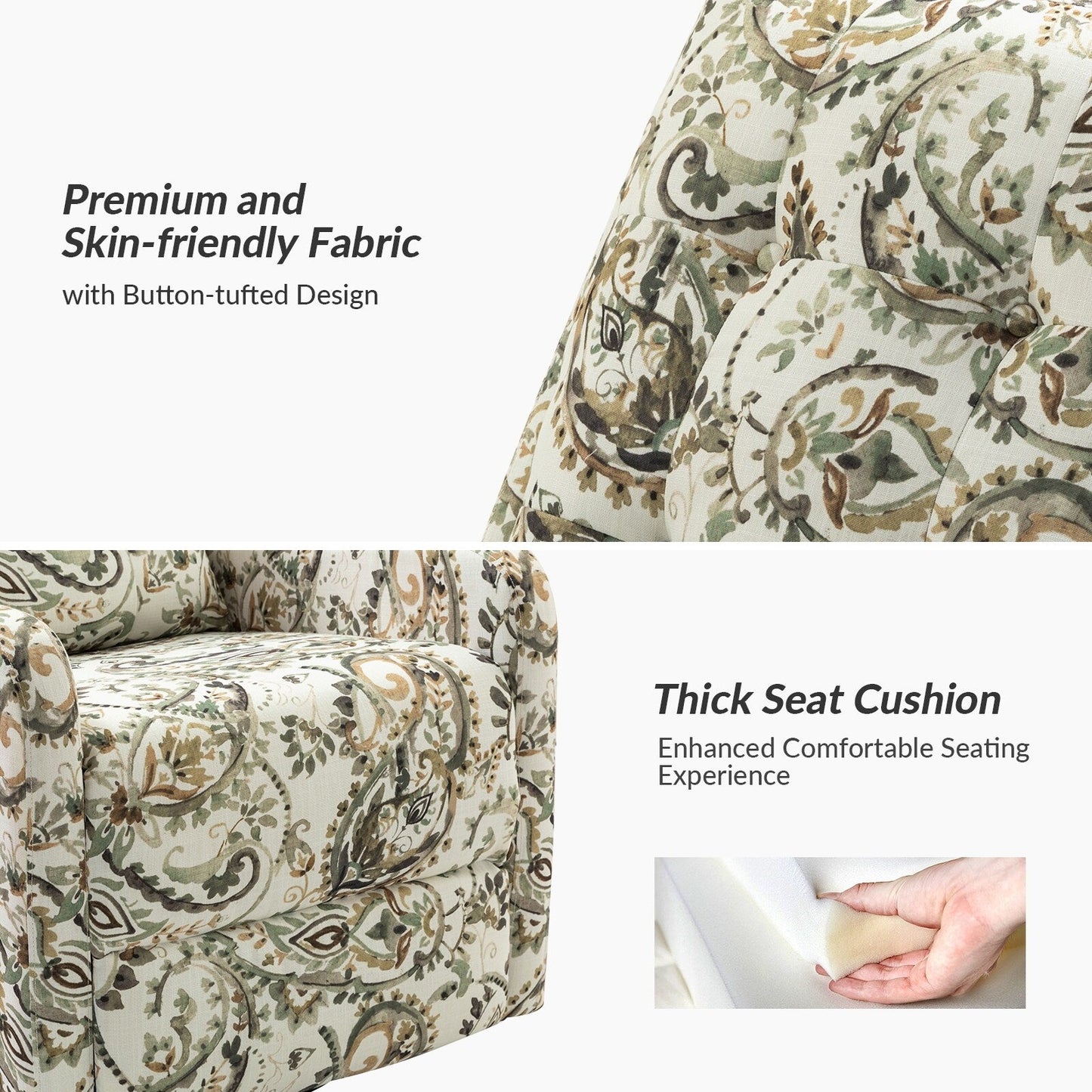 Poltrona reclinabile manuale girevole contemporanea Arlette Floral con schienale imbottito