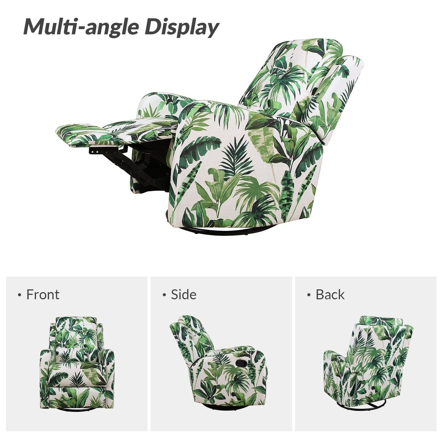 Poltrona reclinabile manuale girevole contemporanea Arlette Floral con schienale imbottito