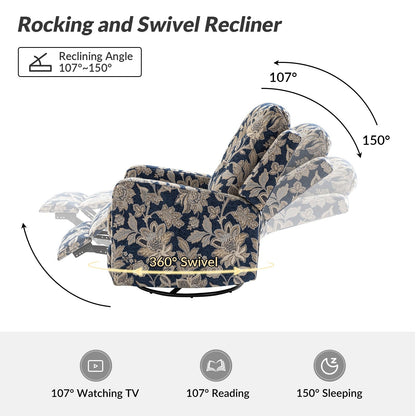 Poltrona reclinabile manuale girevole contemporanea Arlette Floral con schienale imbottito
