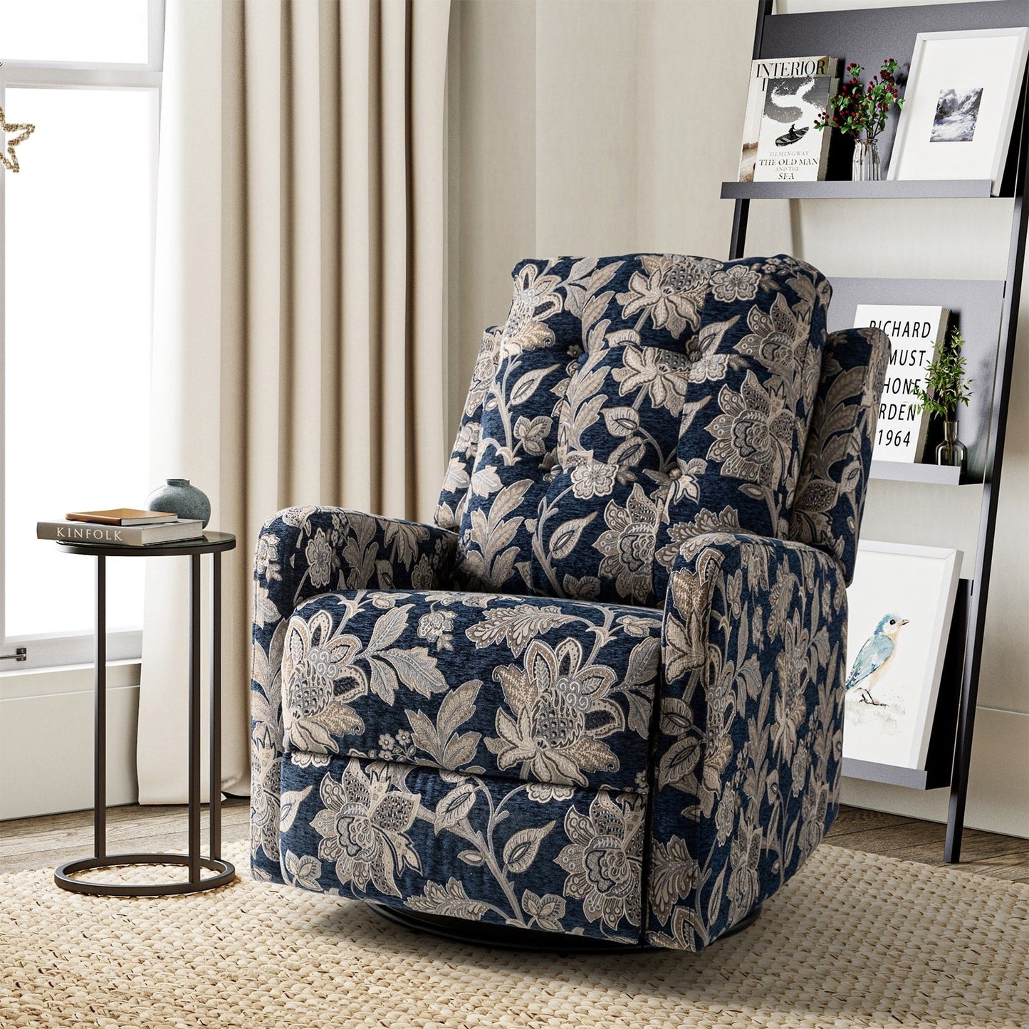 Poltrona reclinabile manuale girevole contemporanea Arlette Floral con schienale imbottito