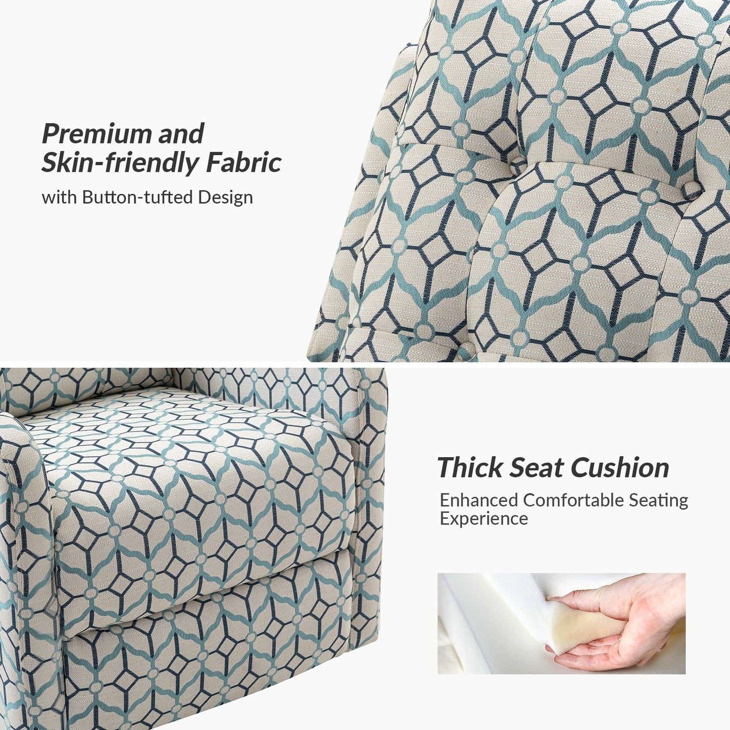 Poltrona reclinabile manuale girevole contemporanea Arlette Floral con schienale imbottito