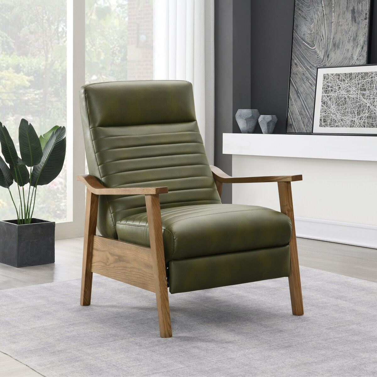 Poltrona reclinabile con braccioli in legno Armando di Greyson Living