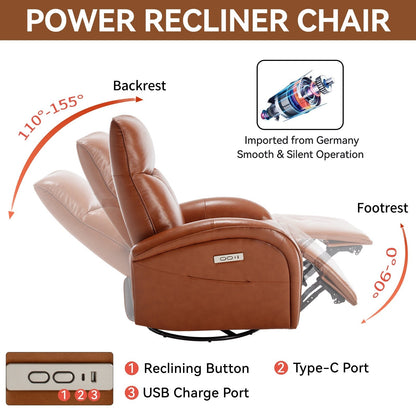 Poltrona reclinabile Power Glider senza braccioli con ricarica USB-C e schienale alto