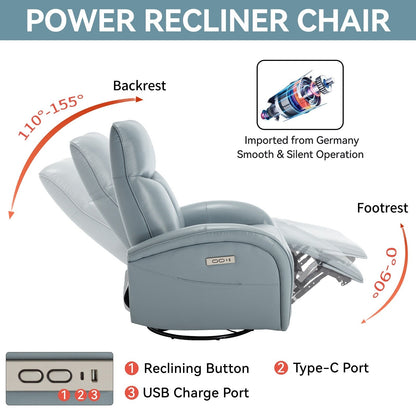 Poltrona reclinabile Power Glider senza braccioli con ricarica USB-C e schienale alto